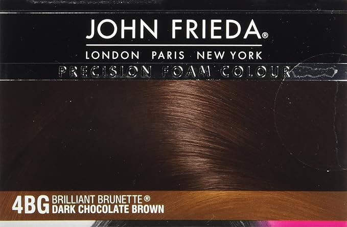 John Frieda Precision Foam Colour, Dark Chocolate Brown 4BG, Full-Coverage Hair Color Kit, Anti-Fade Gray Coverage, Deep Color Saturation Hair Dye, 1 Application