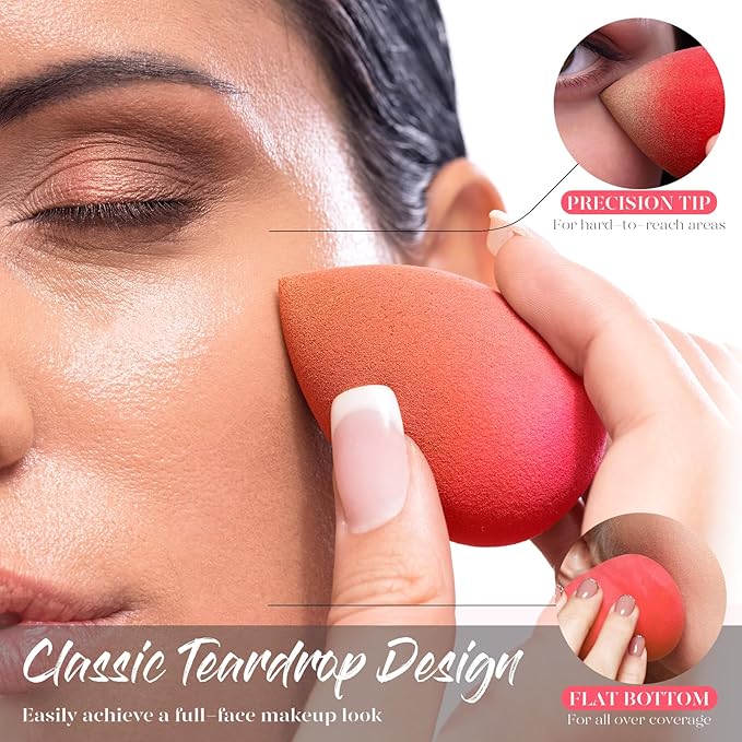 BEAKEY Makeup Sponge 5 Pcs Set, Latex-Free and Soft Boun Boun Beauty Sponge for Blending, Makeup Sponges for Foundation, Liquid, Cream and Powder. Blender for Enhanced Make Up Application