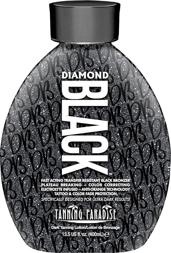 Tanning Paradise Diamond Black Tanning Bed Lotion β 13.5 Fl Oz Transfer Resistant Tanning Lotion for Tanning Beds β Indoor Tanning Lotion for Golden Bronze Color β CC Cream Matte Airbrush Effect