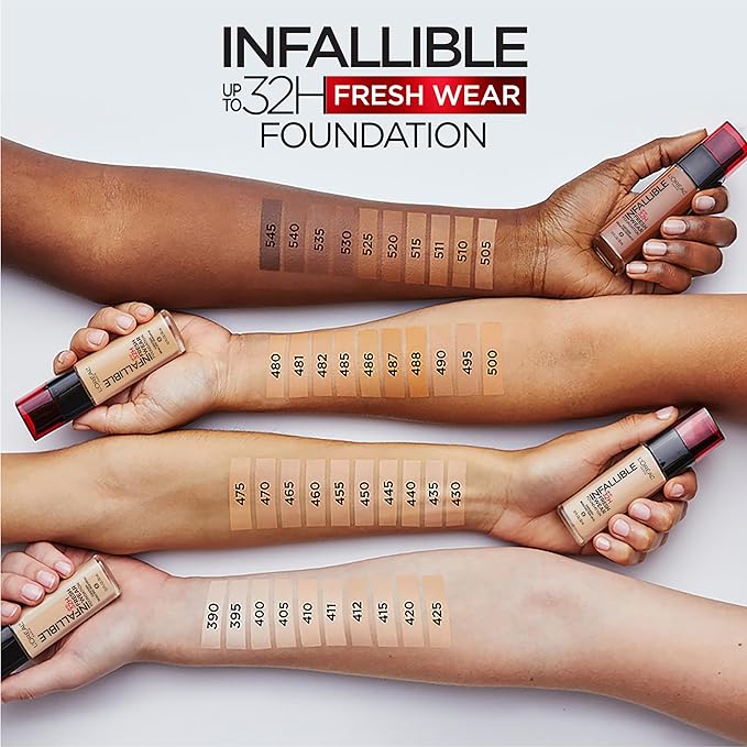 L'Oreal Paris Makeup Infallible Up to 32 Hour Fresh Wear Lightweight Foundation, 412 Warm Ivory, 1 Fl Oz, Packaging May Vary