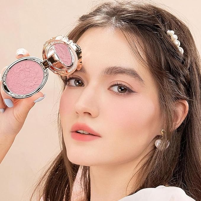 Flower Knows Strawberry Rococo Embossed Blush;Pink Matte Finish;Buildable & Blendable Powder Blush for cheeks,Natural Flush for All Skin Tones(03 Classic Ballet, 5g)