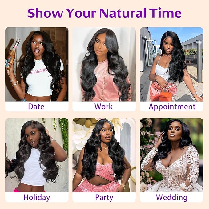 13x6 Full Frontal HD Lace Wig 0.11mm Ultra-thin Invisible HD Lace Front Wigs Human Hair Pre Plucked Bleached Knots 180% Density Body Wave Wigs For Women 26 Inch