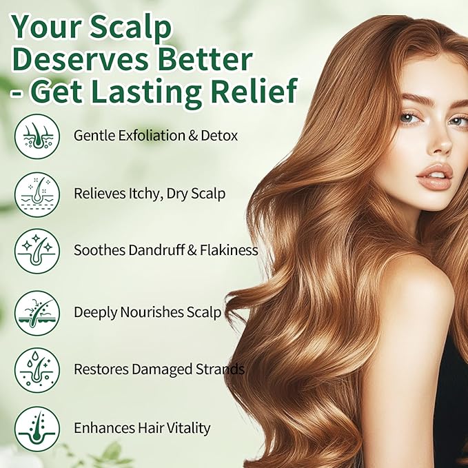 Scalp Scrub with Rosemary & Mint, 2-in-1 Exfoliating Shampoo for Hair Treatment, Includes Silicone Scalp Massager, Removes Buildup & Dandruff, 10.6oz