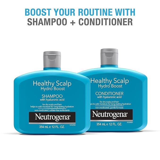 Neutrogena Moisturizing Healthy Scalp Hydro Boost Shampoo for Dry Hair and Scalp, with Hydrating Hyaluronic Acid, pH-Balanced, Paraben & Phthalate-Free, Color-Safe, 12 fl oz