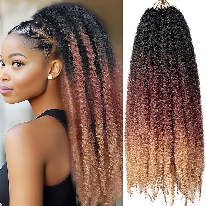 Marley Twist Braiding Hair 18 Inch 8 Packs โ Long-Lasting Marley Hair, Fluffy&Tangle-Free Cuban Twist Hair for Braiding, Natural Look Synthetic Spring Afro Kinky Twist Hair Extensions (T1B/30/27)