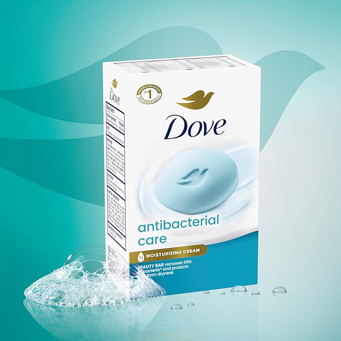 Dove Beauty Bar Soap Antibacterial Care 6 Count For Clean, Moisturized Skin, Removes Bacteria 3.75 oz