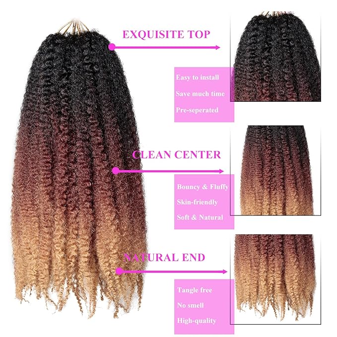 Marley Twist Braiding Hair 18 Inch 8 Packs โ Long-Lasting Marley Hair, Fluffy&Tangle-Free Cuban Twist Hair for Braiding, Natural Look Synthetic Spring Afro Kinky Twist Hair Extensions (T1B/30/27)