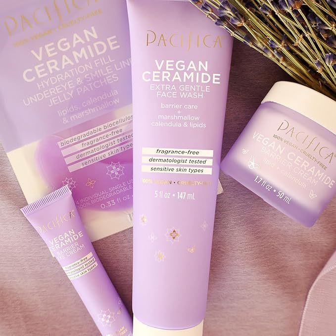 Pacifica Face Wash for Sensitive Skin Facial Cleanser Vegan Ceramide Barrier Repair Extra Gentle for Daily Fragrance Free for Sensitive Skin, Clean Beauty, Vegan & Cruelty-Free Dermatologist Tested