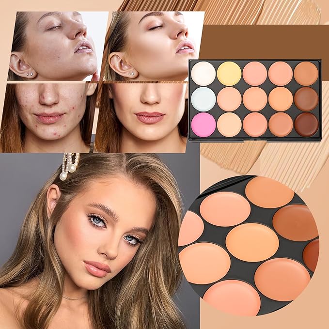 Pure Vie 15 Colors Cosmetics Cream Contour and Makeup Brushs