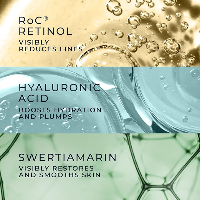 RoC Derm Correxion Neck Cream with Hyaluronic Acid and Advanced Retinol to visibly Tighten & Lift Horizontal Neck Lines, Facial Moisturiser to Contour Face, Neck + Jaw, (1.7 oz) with Retinol Packette