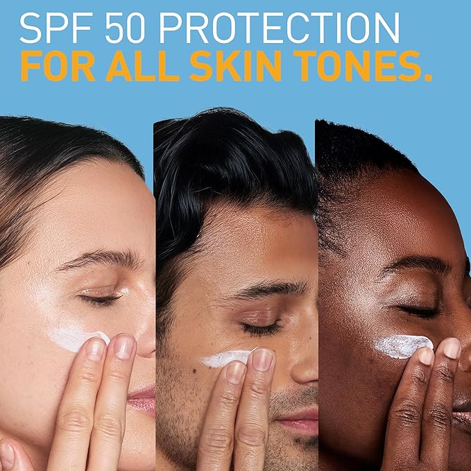 CeraVe AM Facial Moisturizing Lotion SPF 50, Face Moisturizer with SPF, Hyaluronic Acid, Niacinamide & Ceramides, Non-Greasy, Blends Seamlessly With No White Cast, Non Comedogenic Sunscreen, 3 Oz