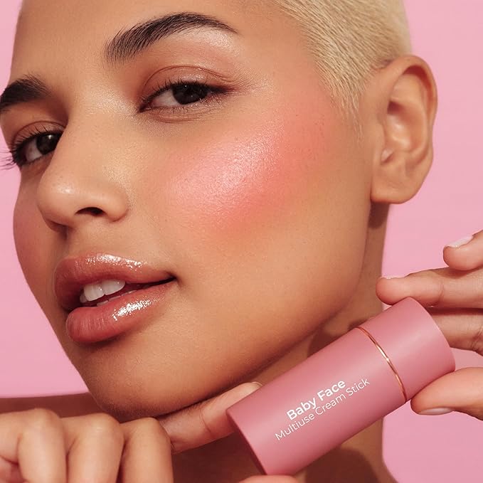 MCoBeauty Baby Face Multi-Use Cream Stick, Lou Lou Deeper Rose Tone Shade, Silky Smooth, Buildable Blush for Eyes, Lips & Cheeks, Vegan, Cruelty Free Cosmetics