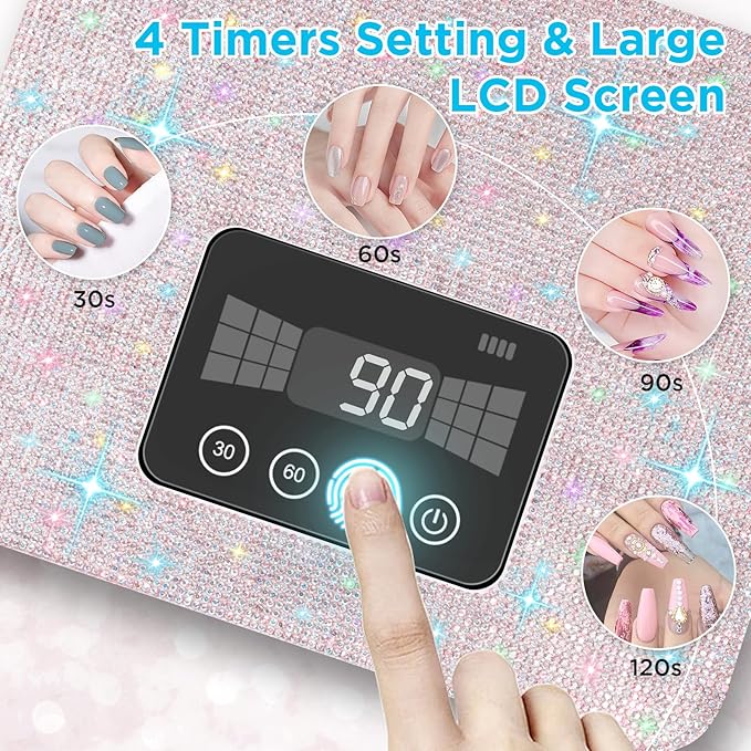 Cordless uv nail lamp, rechargeable