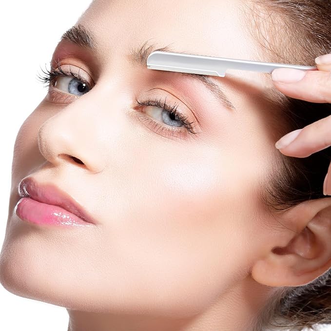 10 Pieces Eyebrow Razor for Women Facial Shaver Razor Brow Shaper Eyebrow Trimmer Dermaplaner Shaping Tool with Cover (Silver)