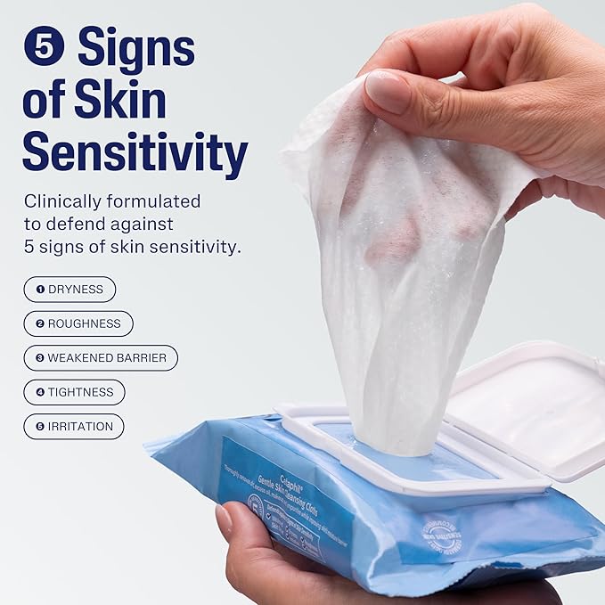 Cetaphil Face and Body Wipes, Gentle Skin Cleansing Cloths, 50 Count, Twin Pack, for Dry, Sensitive Skin, Flip Top Closure, Great for the Gym, Travel, in the Car, Hypoallergenic, Fragrance Free