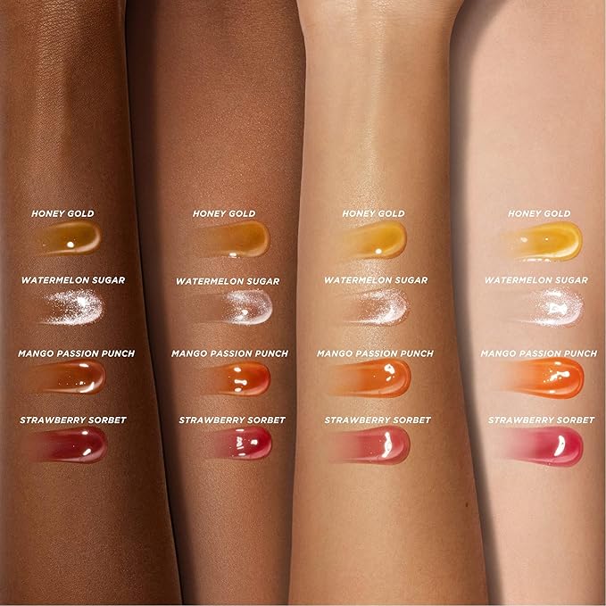 Gisou Honey Infused Hydrating Lip Oil, Nourishing Lip Moisturizer for Dry Lips, High Shine, Smooth Finish, Sheer Hot Coral Shade, Tropical Mango Passion Fruit Scent, Mango Passion Punch, 8ml