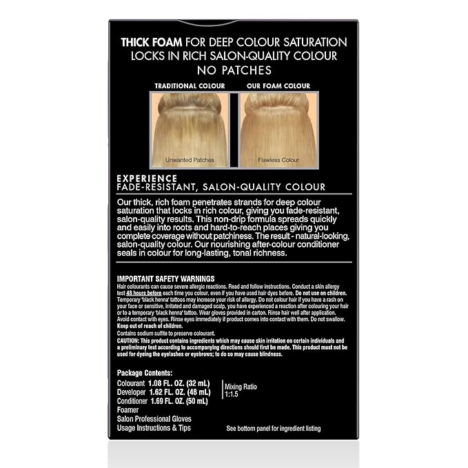 John Frieda Precision Foam Colour, Light Natural Blonde 9N, Full-Coverage Hair Color Kit, Anti-Fade Gray Coverage, Deep Color Saturation Hair Dye, 1 Application