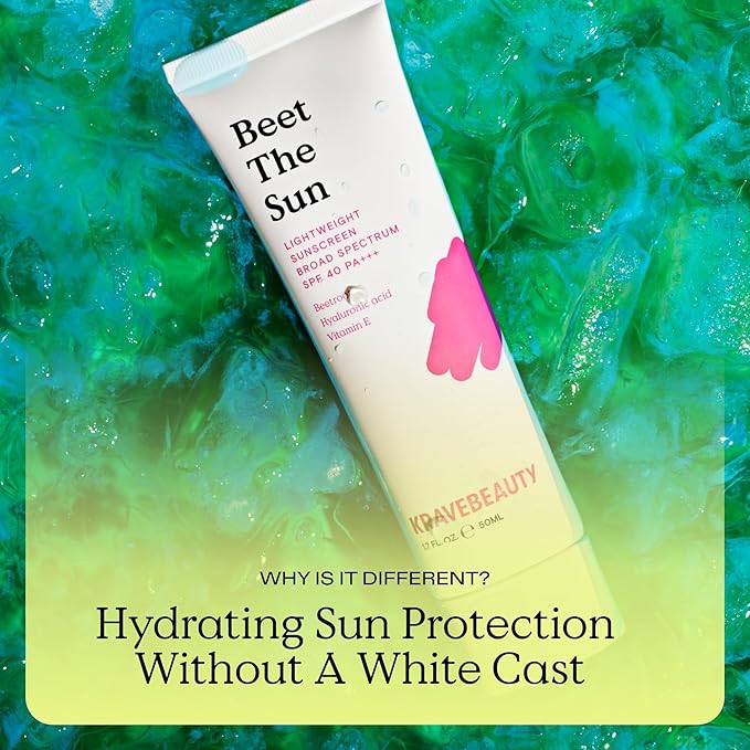 KraveBeauty Beet The Sun SPF 40 PA+++ Broad Spectrum Sunscreen Duo, Daily Non-Greasy Chemical SPF Duo, No White Cast or Pilling, For All Skin Types, Vegan & Cruelty Free, 1.7 fl oz x2
