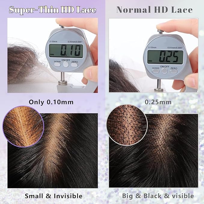 0.1 mm Ultra-thin 5x5 SKINLIKE HD Lace Closure Wigs Human Hair,200% Density Glueless HD Lace Front Wigs Human Hair Pre Plucked Bleached Knots Swiss Lace Straight Wigs for Women 24 Inch