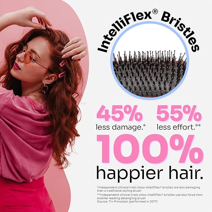 Wet Brush Paddle Hair Brush Traditional Wood Ultra-Soft IntelliFlex Detangling Bristles with Paddle Shine Enhancer Argan Oil Distressed Wood Pain-Free Hair Brush