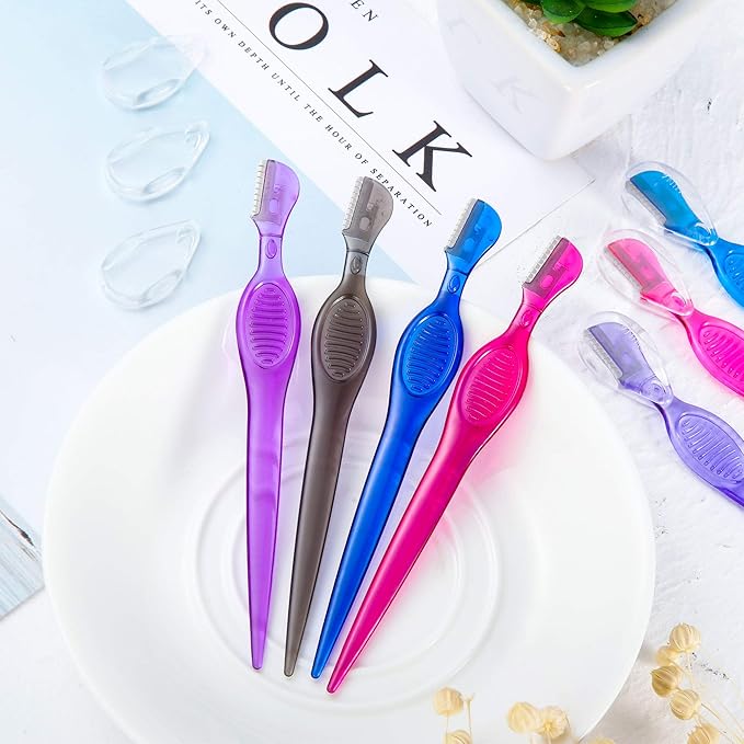 Mudder 28 Pcs Eyebrow Razor Knife Shaver Trimmer Shaver Multipurpose Exfoliating Tool Facial Hair Removal for Women Valentine Gift Giving(Assorted Colors)