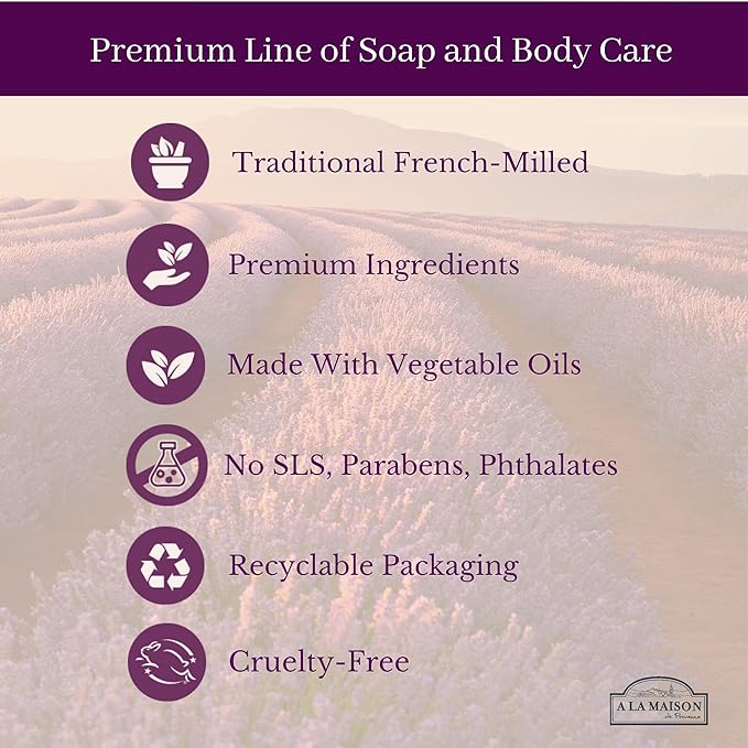 A La Maison de Provence Natural Aluminum-Free Deodorant | Unscented | Traditional French Milled Formula | Long Lasting Safe and Effective | Free of SLS, Parabens and Sulfates (3 Pack)
