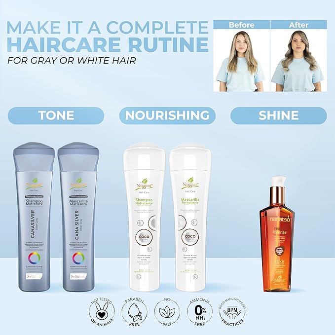 Naissant Icy Cool Blonde Hair Purple Toning Mask | Eliminates Brassiness | Neutralizes Yellow & Orange Tones | Paraben,Ammonia & Sulfate Free | Pro-Vitamin B5, Olive Oil & Honey (Cana Silver) 10.1FlOz