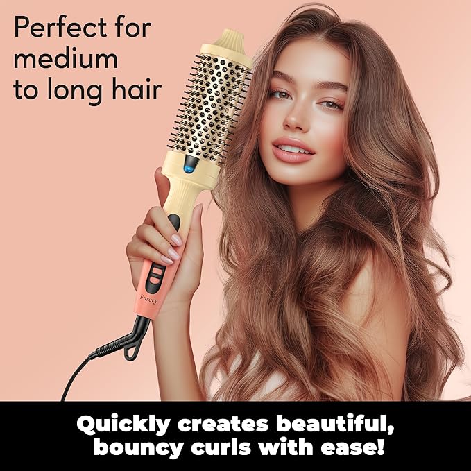 1.77-Inch Thermal Brush - Ceramic Ionic Heated Round Brush for 90's Full-Bodied Style, Volumizing, Smooth Hair & Natural Curls, Dual MCH Heating, Digital Display, 9 Temperature, Dual Voltage
