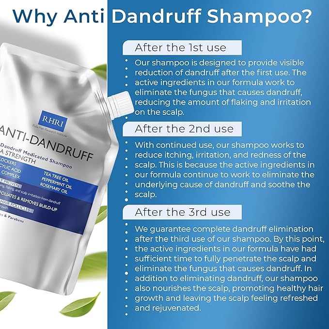 Anti Dandruff Shampoo Anti Fungal Dandruff Mens Shampoo | Medicated, Clarifying, Psoriasis & Biotin Shampoo w/Salicylic Acid | For Dry, Itchy, Flaky, Irritated Scalp & Hair