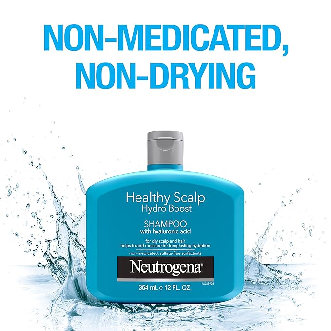 Neutrogena Moisturizing Healthy Scalp Hydro Boost Shampoo for Dry Hair and Scalp, with Hydrating Hyaluronic Acid, pH-Balanced, Paraben & Phthalate-Free, Color-Safe, 12 fl oz