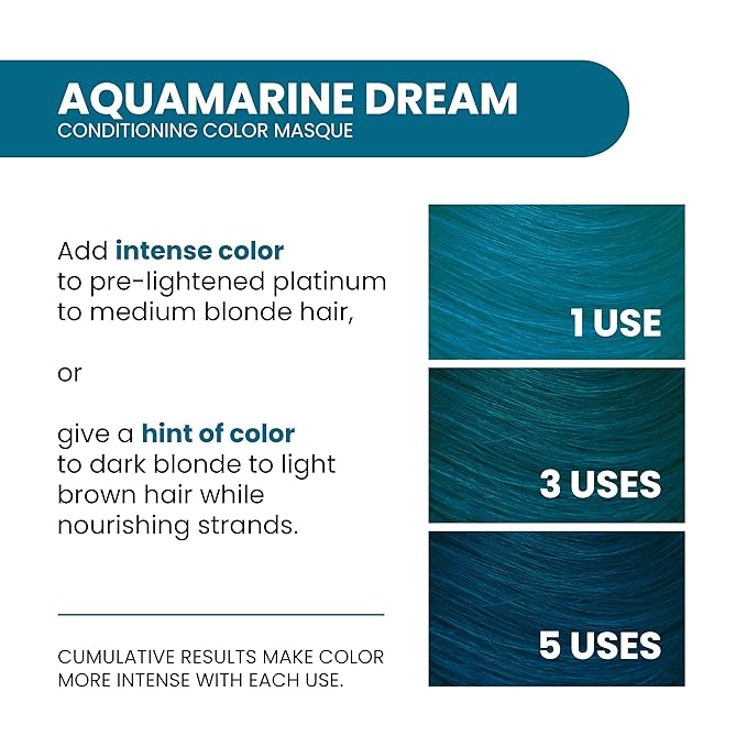 ALOXXI InstaBoost Conditioning Color Mask in Aquamarine Dream, Deposits Teal Color and Deeply Conditions Hair, 6.8 Fl Oz