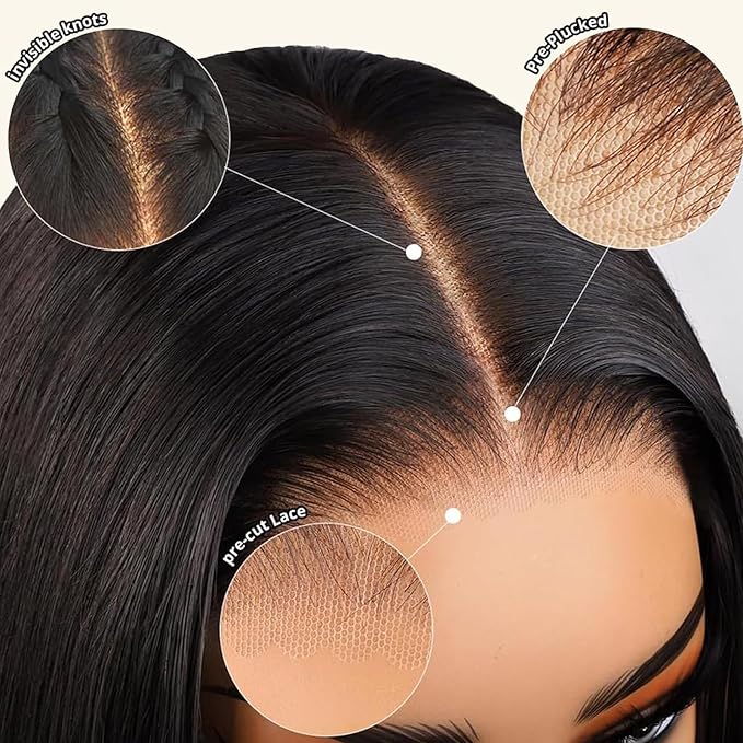 Body Wave Wigs Human Hair Glueless Wear And Go 4x4 HD Lace Closure Wig Human Hair Body Wave Closure Wigs Human Hair with Baby Hair 24 Inch