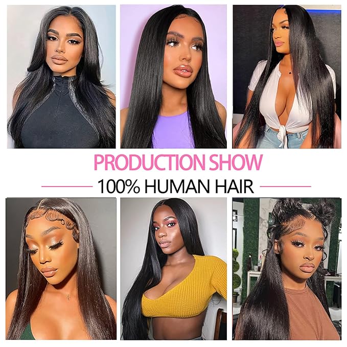 10A Straight Bundles with Closure 24 26 28 with 20 Inch Human Hair Bundles with Closure 100% Unprocessed Brazilian Virgin Human Hair Weave with Closure HD Lace