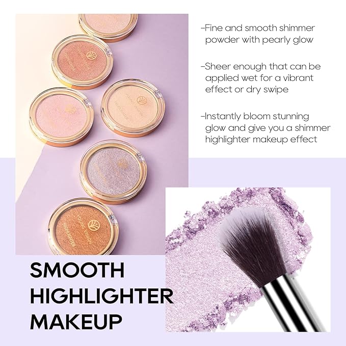 Baked Purple Highlighter Powder Palette, Makeup Highlighter Powder Twilight Purple