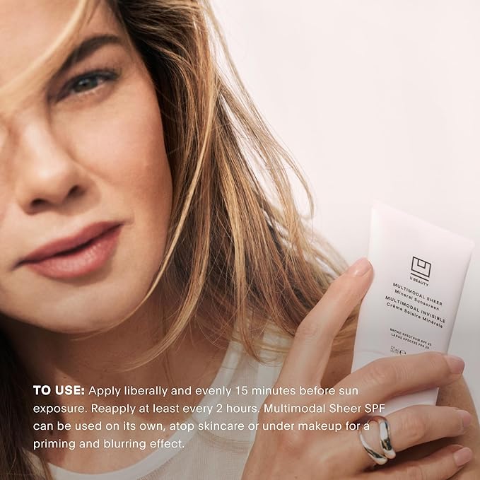 U Beauty Multimodal Sheer Facial Mineral Sunscreen SPF 25 with Non-Nano Zinc Oxide SPF Filter, plus Clary Sage and Pongamia Pinnata Seed Extracts for Brighter-Looking Skin with an Airbrush Finish