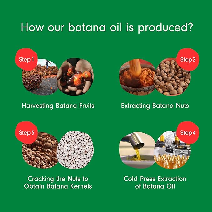 (Pack of 2) Batana Oil for Hair Growth: Dr Sebi Organic Raw Batana Oil from Honduras - 100% Pure & Natural - For Thicker & Stronger Hair - 4 FL OZ Per Bottle