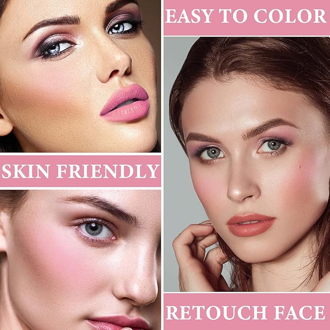 Cream Blush Stick,Blush Stick for Cheeks with Contour Tea Pink)