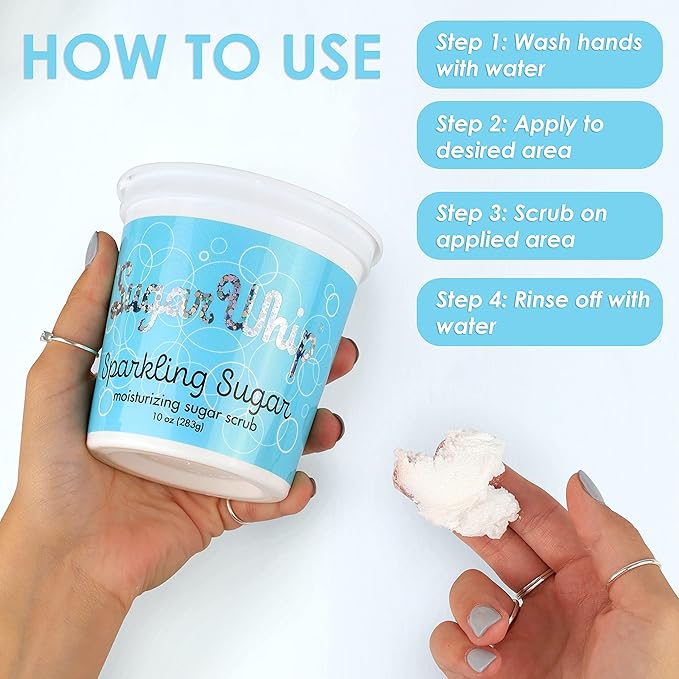 Primal Elements Scrub Exfoliating Whip, Body & Face Cleanser for Silky Smooth, Moisturize All Skin Types, 10 Oz, Sparkling Sugar, 10 Fl Oz