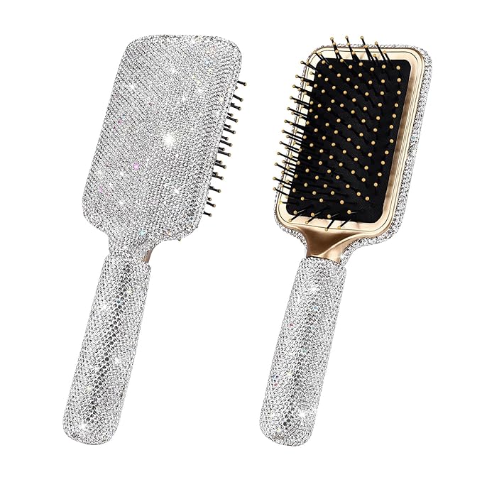 Curly Hair Brush, Luxury Crystal Diamond Detangling Brush, Paddle Brushes for Women's All Hair Types