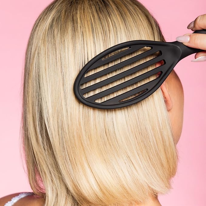 Gimme Beauty Vented Detangling Brush - Quick-Dry, Heat-Resistant Wet Brush for Thick or Thin Locks - Supports Healthy Hair - Flexible Curved Design for Fine Locks - Fine Hair