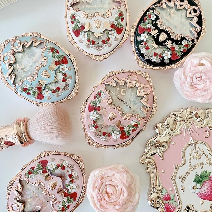 Flower Knows Strawberry Rococo Embossed Blush;Pink Matte Finish;Buildable & Blendable Powder Blush for cheeks,Natural Flush for All Skin Tones(03 Classic Ballet, 5g)