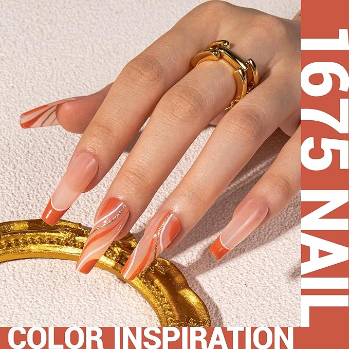 Melodysusie thick orange gel nail