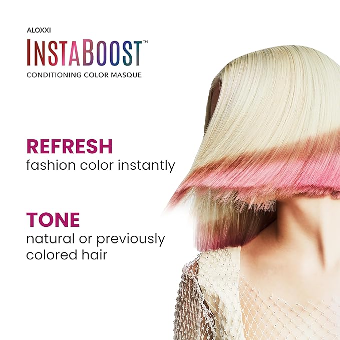 ALOXXI InstaBoost PINK Color Depositing Conditioner Mask – Instant Temporary Hair Color Dye - Hair Color Masque for Deep Conditioning (Pink Please), 6.8 Fl Oz (Pack of 1)