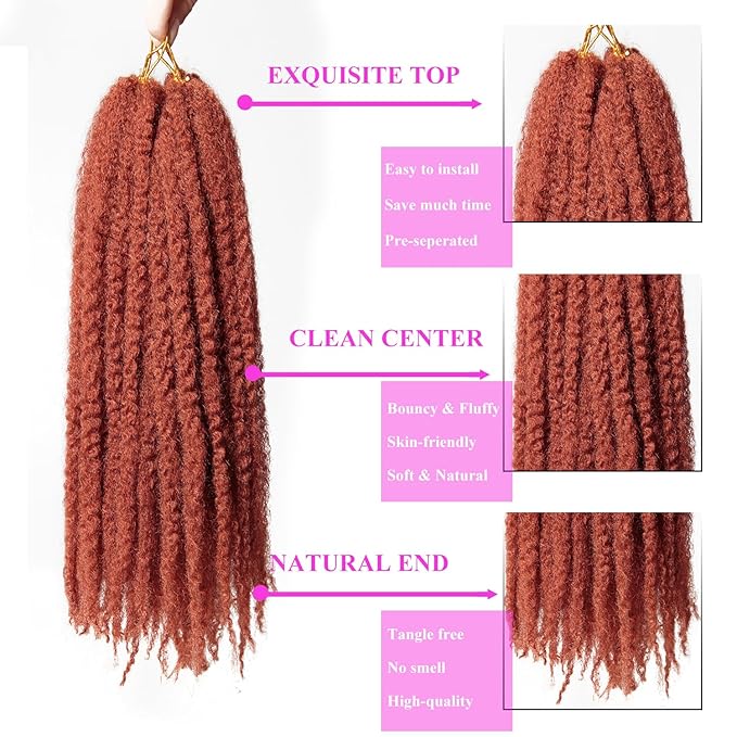 Marley Twist Braiding Hair 18 Inch 8 Packs โ Fluffy&Tangle-Free Cuban Twist Hair for Braiding, Natural Look Synthetic Long-Lasting Spring Afro Kinky Twist Hair Extensions (350)