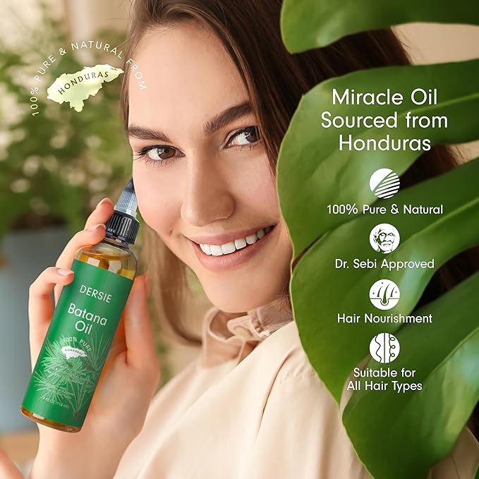 (Pack of 2) Batana Oil for Hair Growth: Dr Sebi Organic Raw Batana Oil from Honduras - 100% Pure & Natural - For Thicker & Stronger Hair - 4 FL OZ Per Bottle