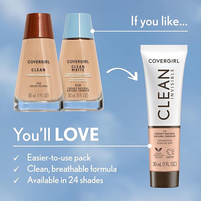 COVERGIRL Clean Matte Liquid Foundation, Deep Golden 570, Pack of 4