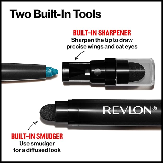 Revlon ColorStay Pencil Eyeliner with Built-in Sharpener, Waterproof, Smudgeproof, Longwearing Eye Makeup with Ultra-Fine Tip, Teal, 0.028 oz