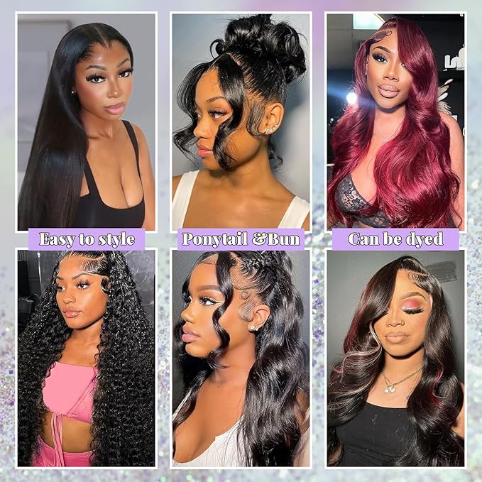 13x6 Full Frontal SKINLIKE Real HD Lace Wig, 0.10mm Ultra-thin Invisible HD Lace 200% Density Pre-Plucked Hairline Bleached Tiny Knots Swiss Lace Front Wigs Human Hair 28 Inch