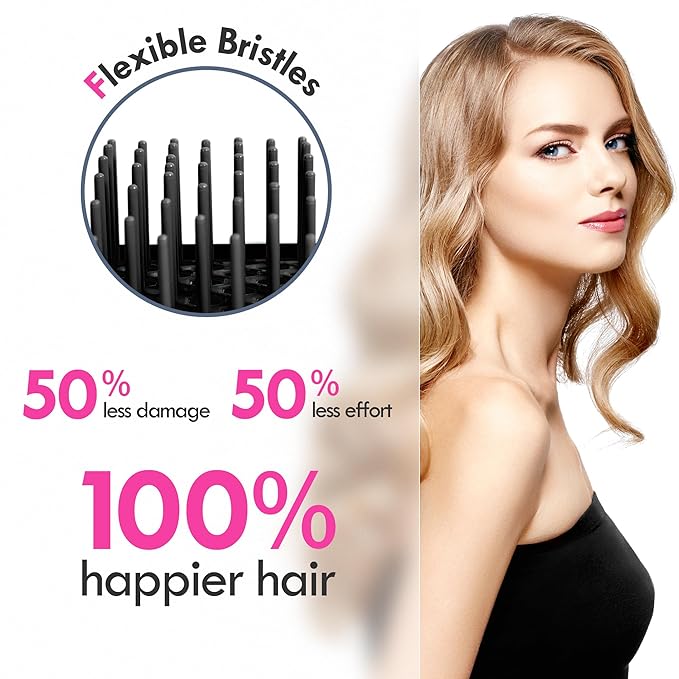 Vented Detangling Hair Brush - 2 Pack Detangler Hairbrush for Effortless Tangle Removal - Ultra-Soft Bristles -For Natural Curly Straight Wet Dry Damaged Hair for Women Men Kids