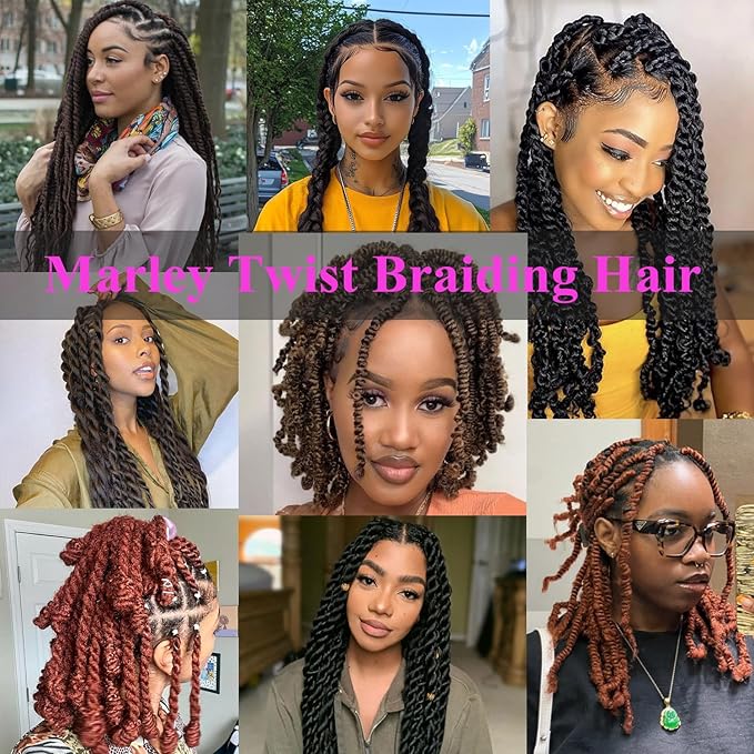 Marley Twist Braiding Hair 24 Inch 8 Packs โ Fluffy&Tangle-Free Cuban Twist Hair for Braiding, Natural Look Synthetic Long-Lasting Spring Afro Kinky Twist Hair Extensions (33/27)